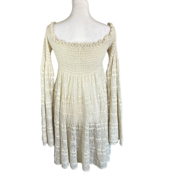 COPY - FREE PEOPLE Cream Crochet Flare Sleeve Off Shoulder Free Flow Top Medium - Picture 6 of 14
